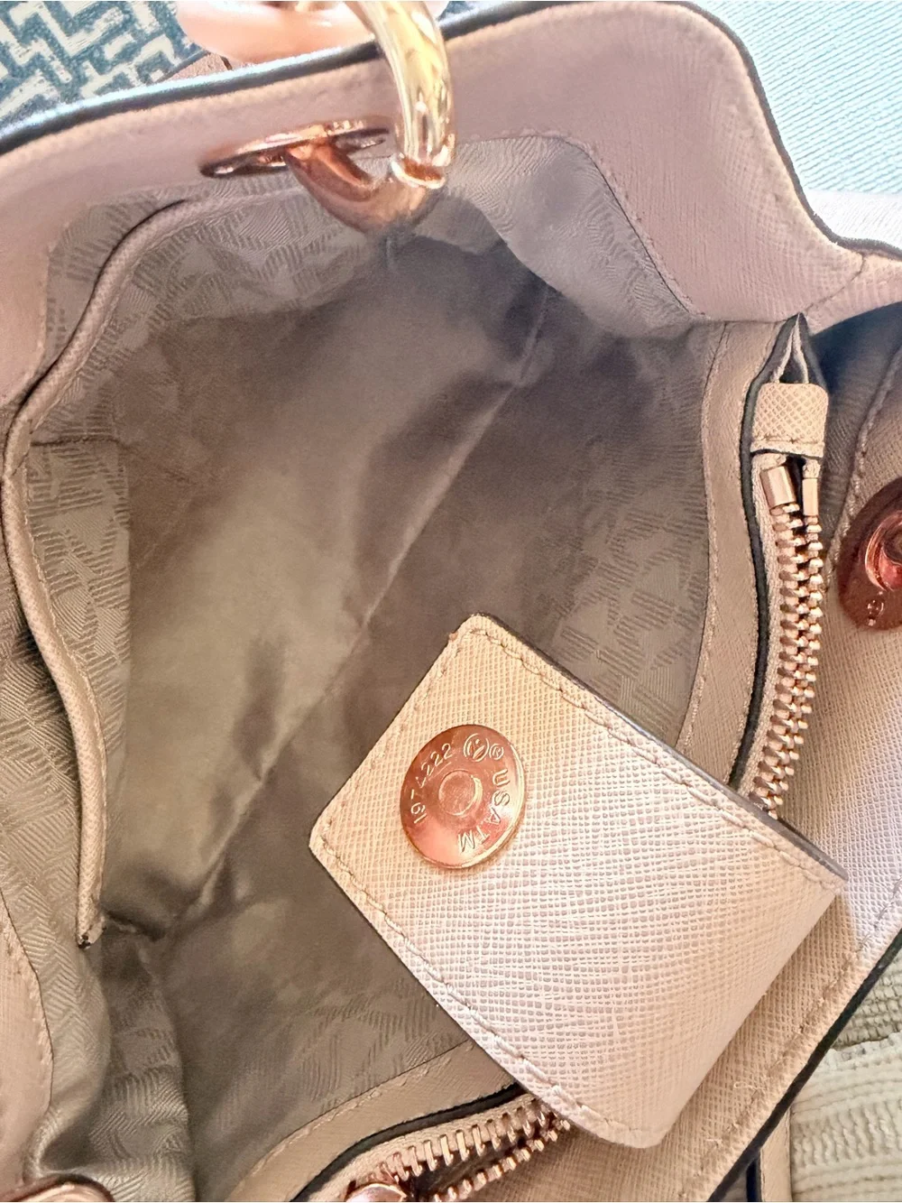 Michael Kors Blush Leather Shoulder Bag with Gold Hardware